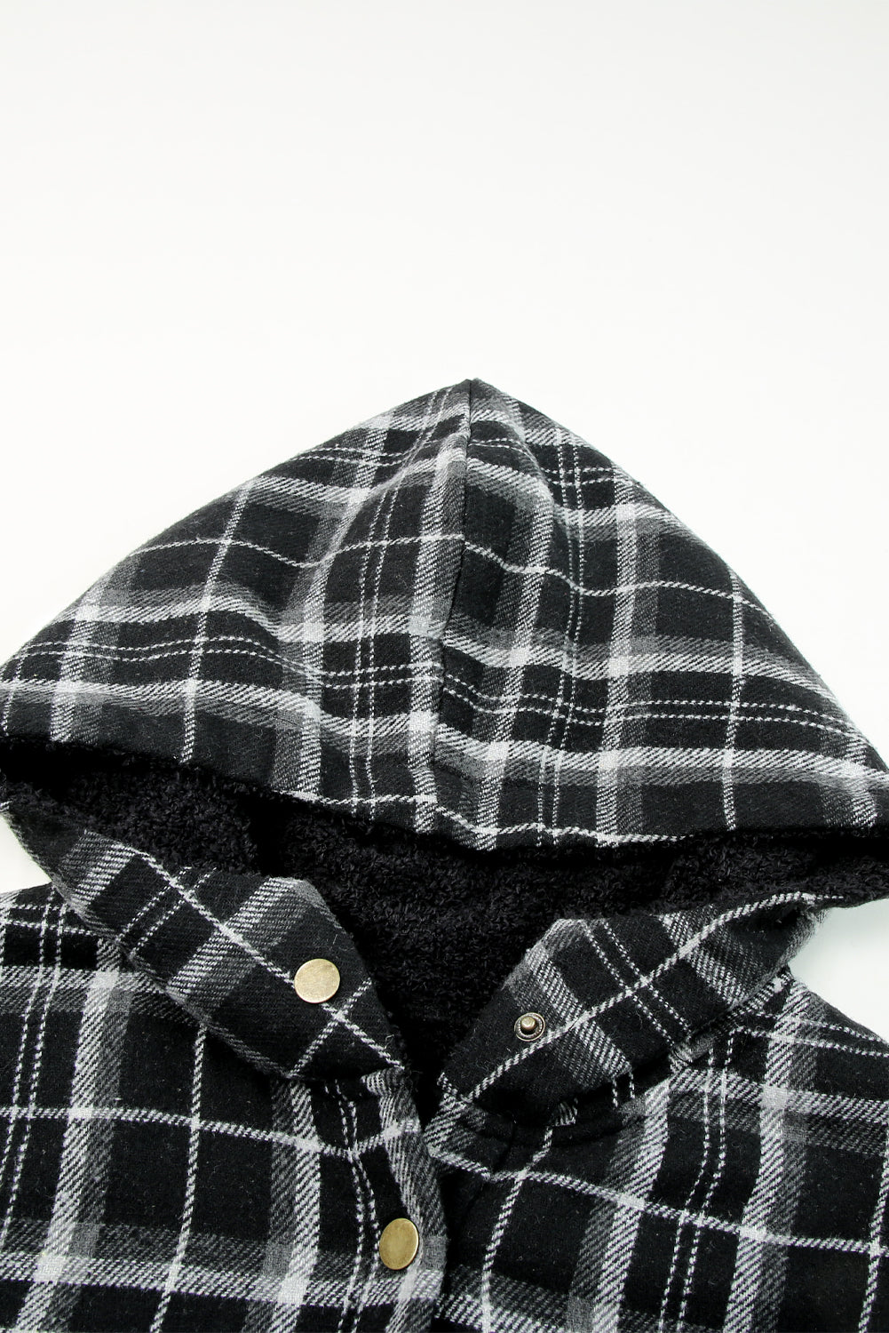 Black Sherpa Lined Hooded Flannel Jacket