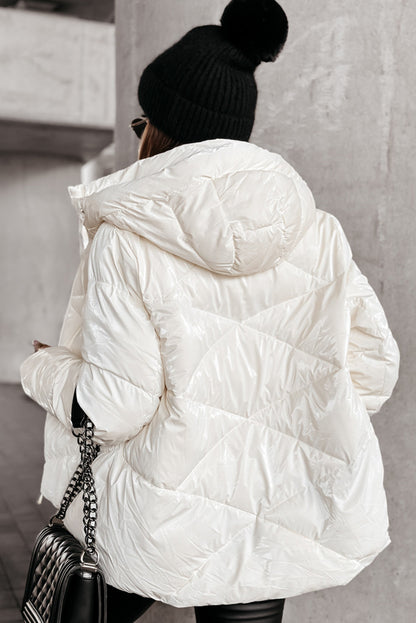 White Quilted Puffer Coat