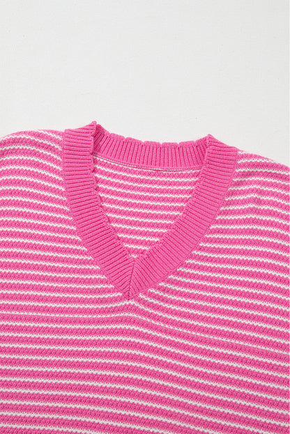 Pink Striped Knitted Sweater