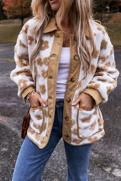 Beige Cute Flower Pattern Jacket