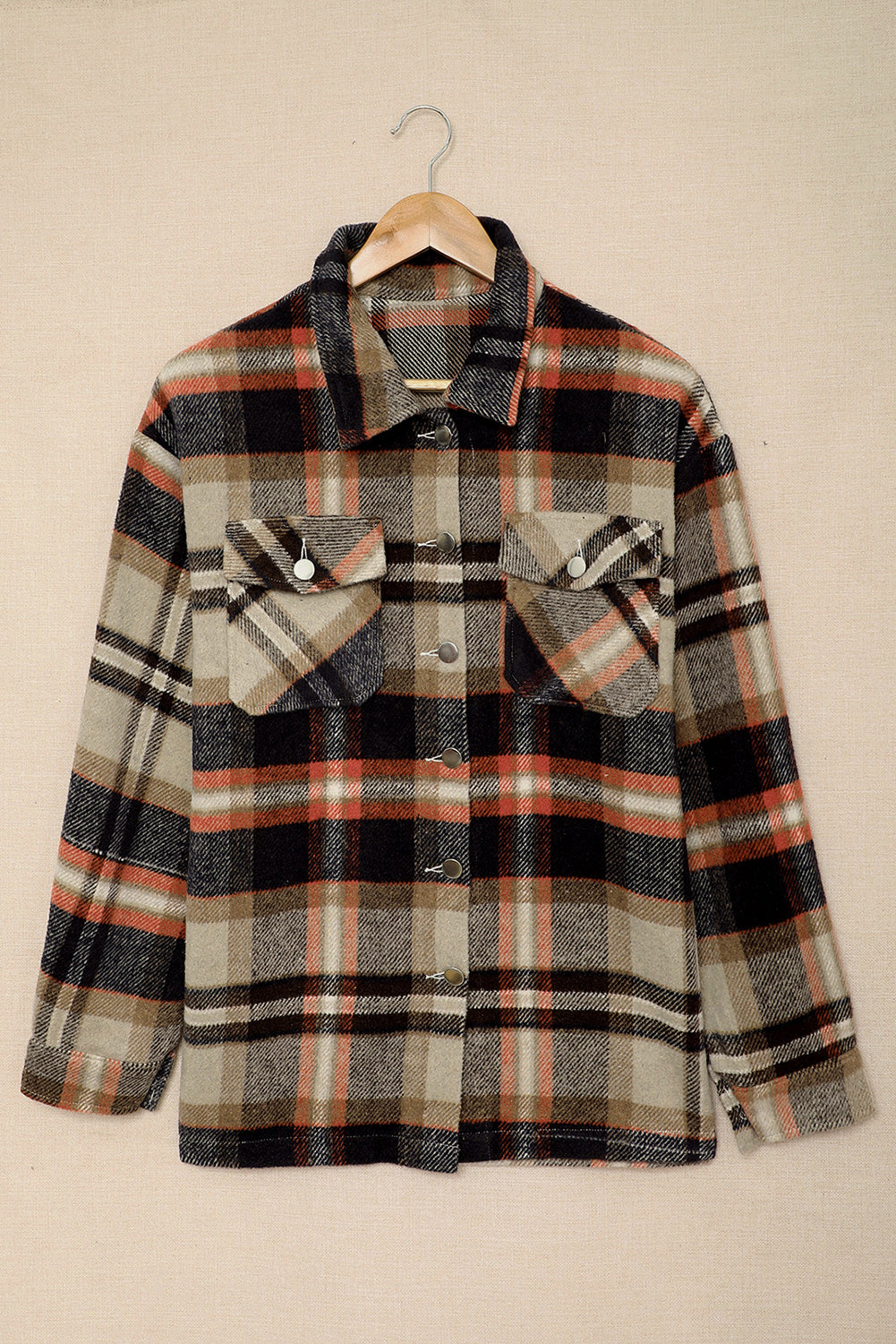 Khaki Plaid Print Shirt