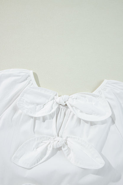 White Bow Knot Loose Fit Blouse