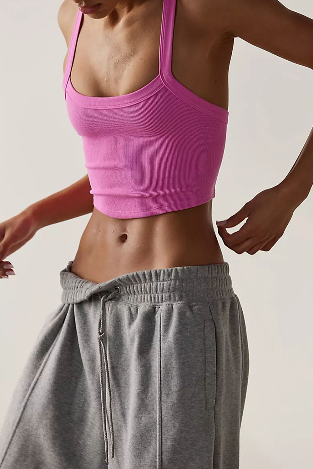 Athletic Ribbed Cropped Cami Top