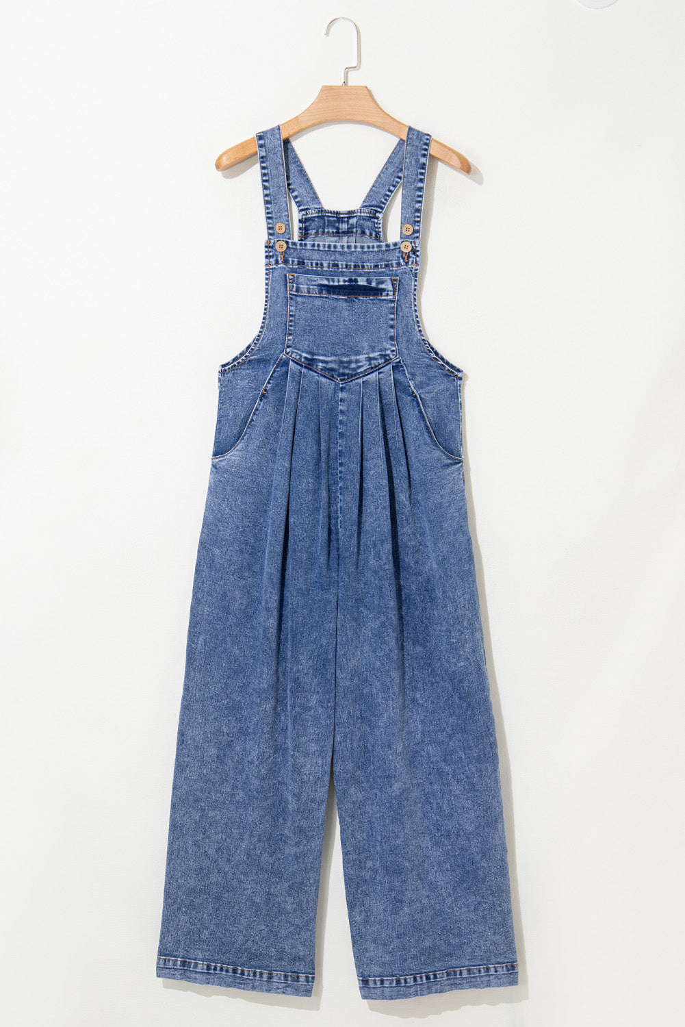 Blue Mineral Washed Denim Overalls