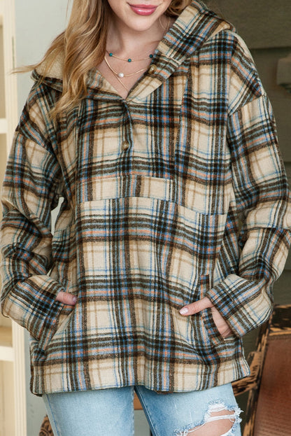 Khaki Plaid Hoodie