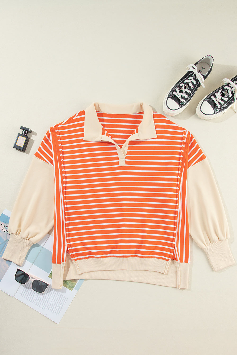 Orange Striped Sweatshirt