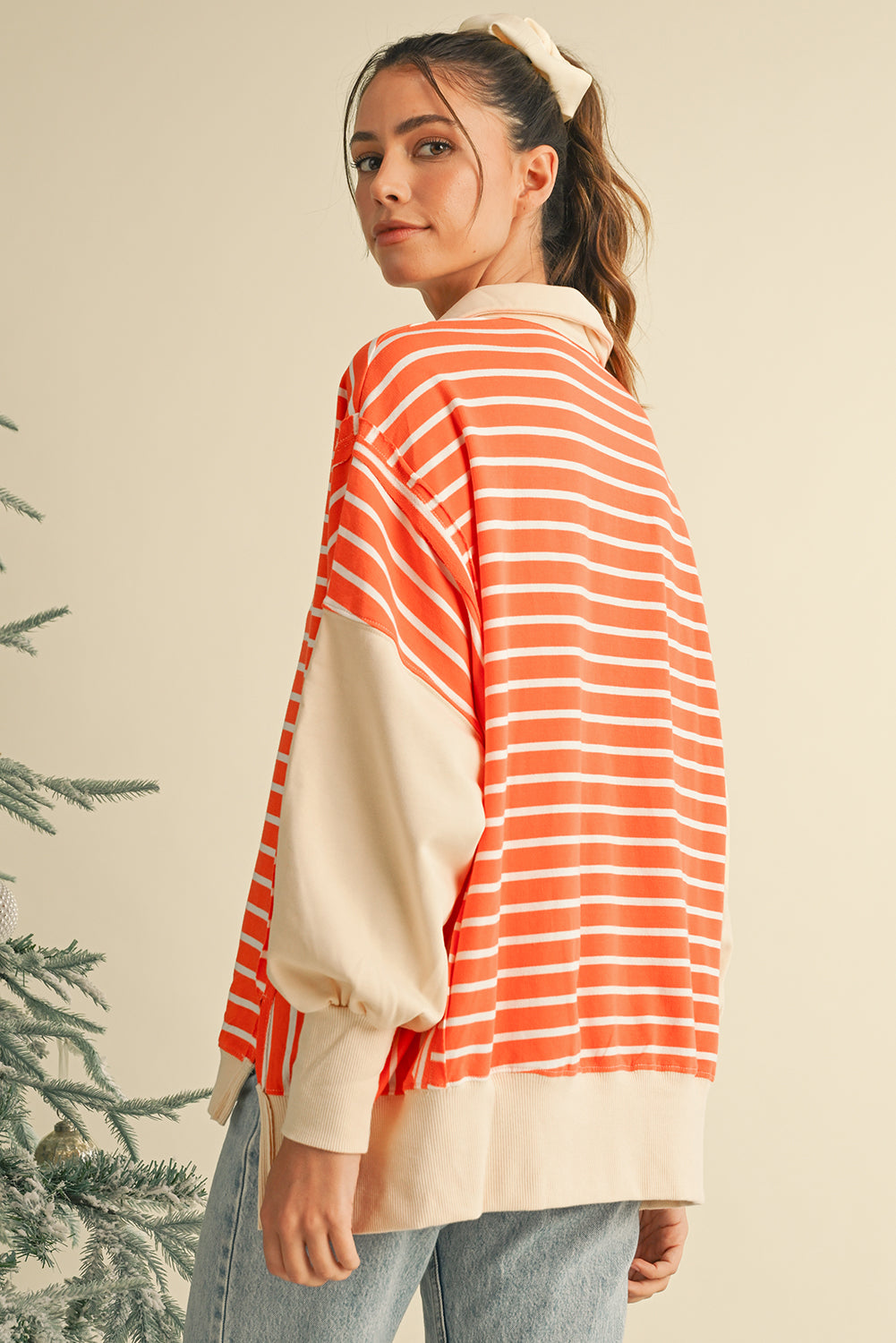 Orange Striped Sweatshirt