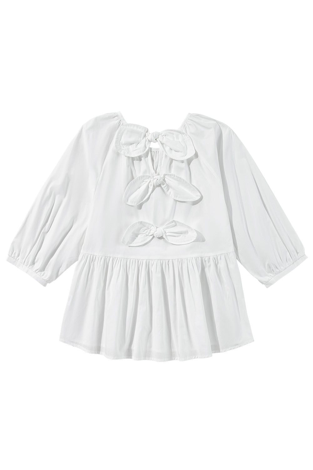 White Bow Knot Loose Fit Blouse