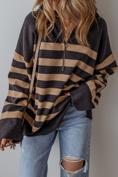 Black Striped Oversized Sweater