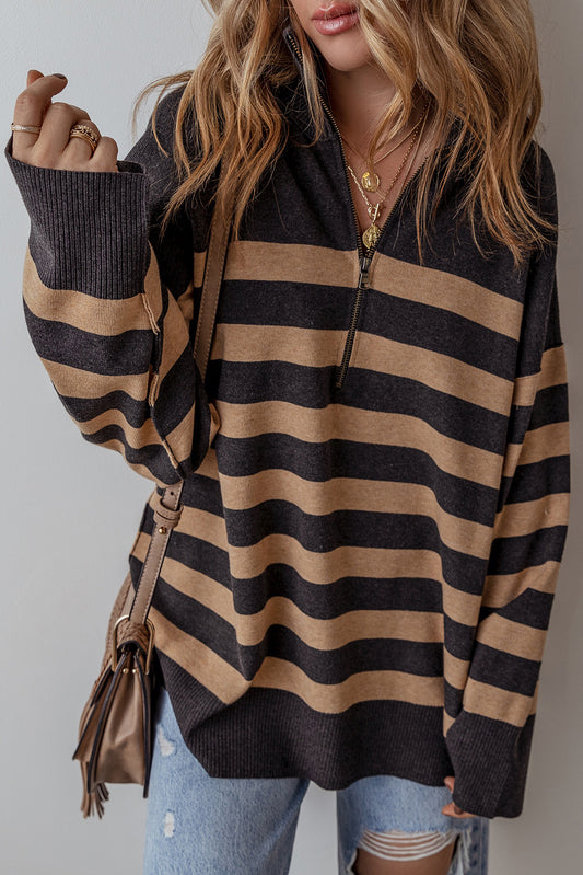 Black Striped Oversized Sweater