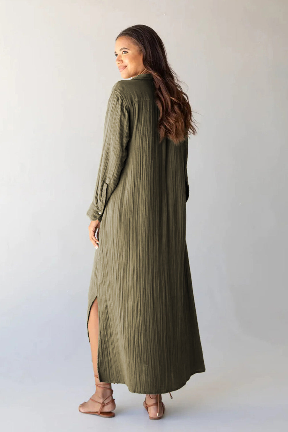 Green Pocketed Loose Maxi Dress