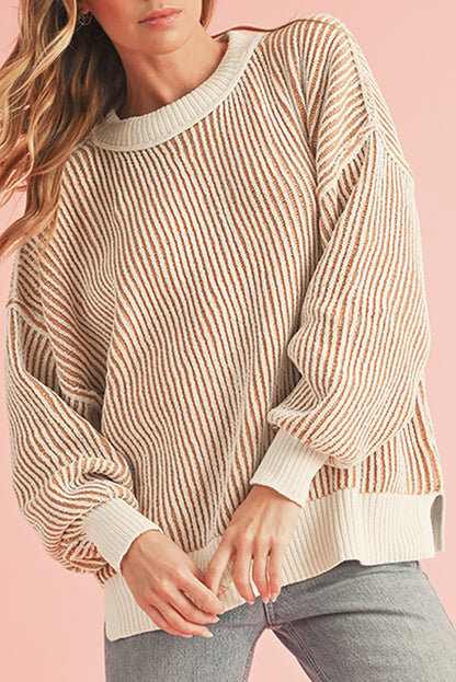 Chestnut Striped Loose Sweater