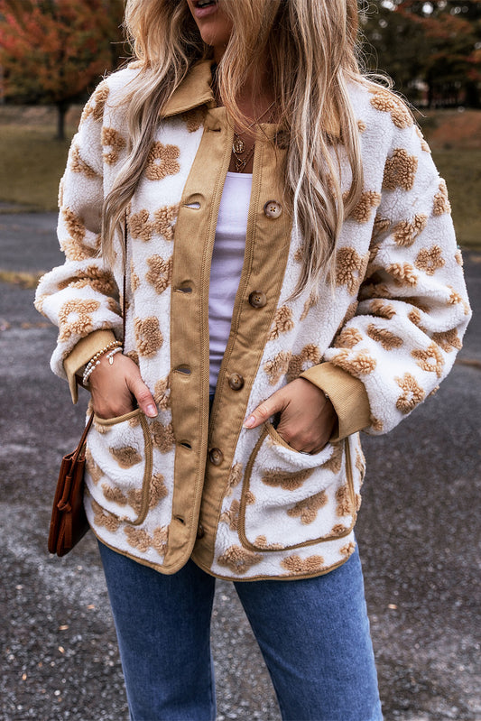 Beige Cute Flower Pattern Jacket