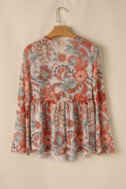 Orange Floral Blouse