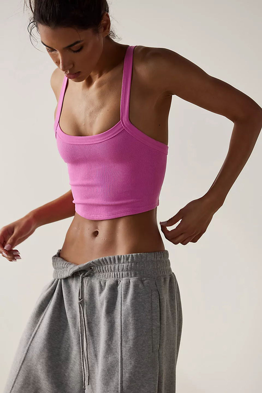 Athletic Ribbed Cropped Cami Top