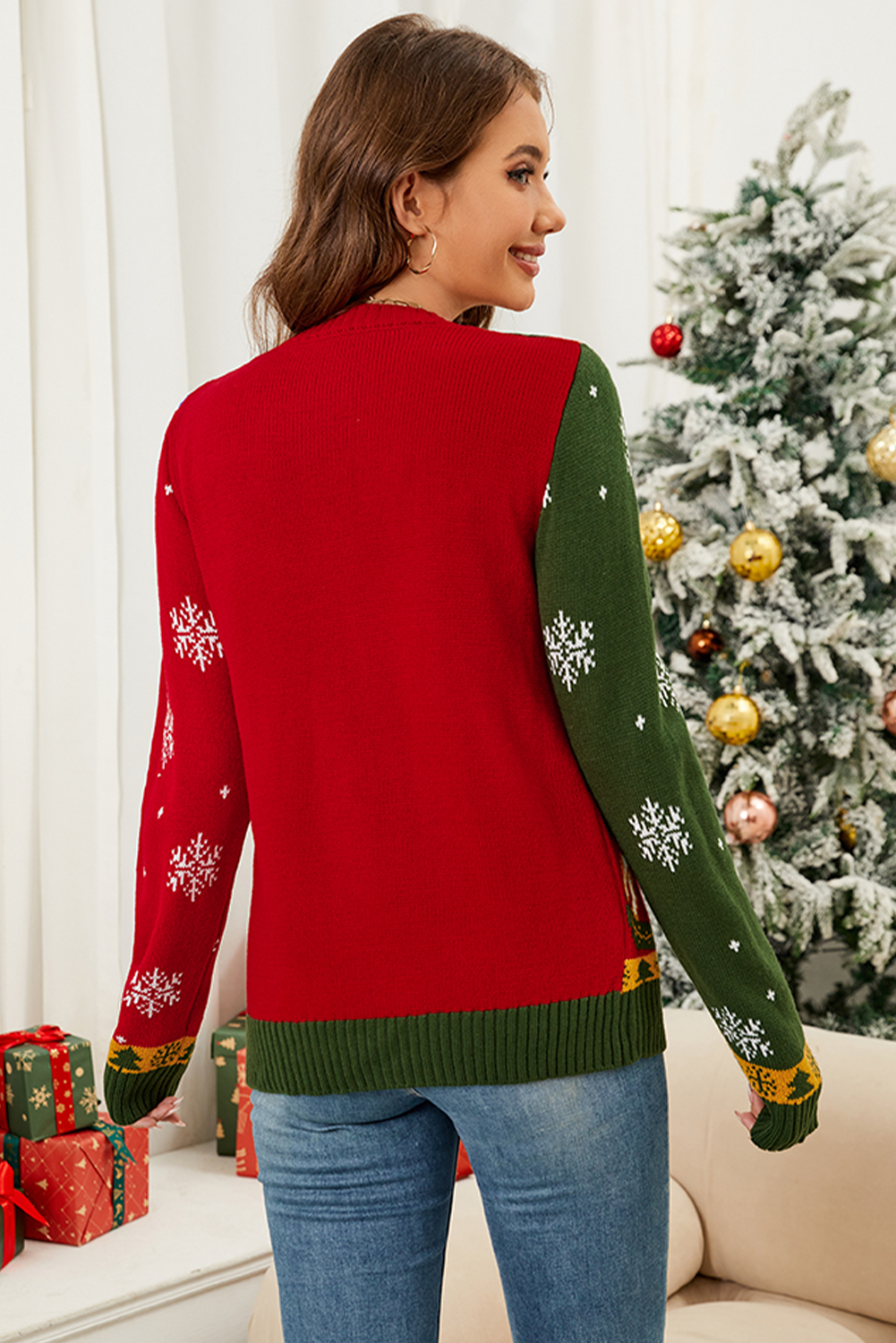 Red Christmas Jacquard Cardigan