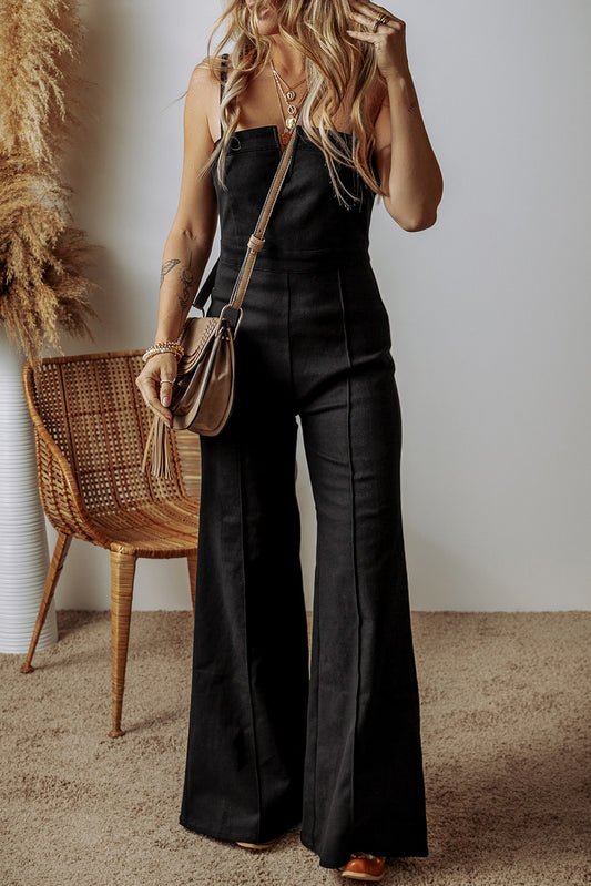 Black High Waist Flared Jumpsuit