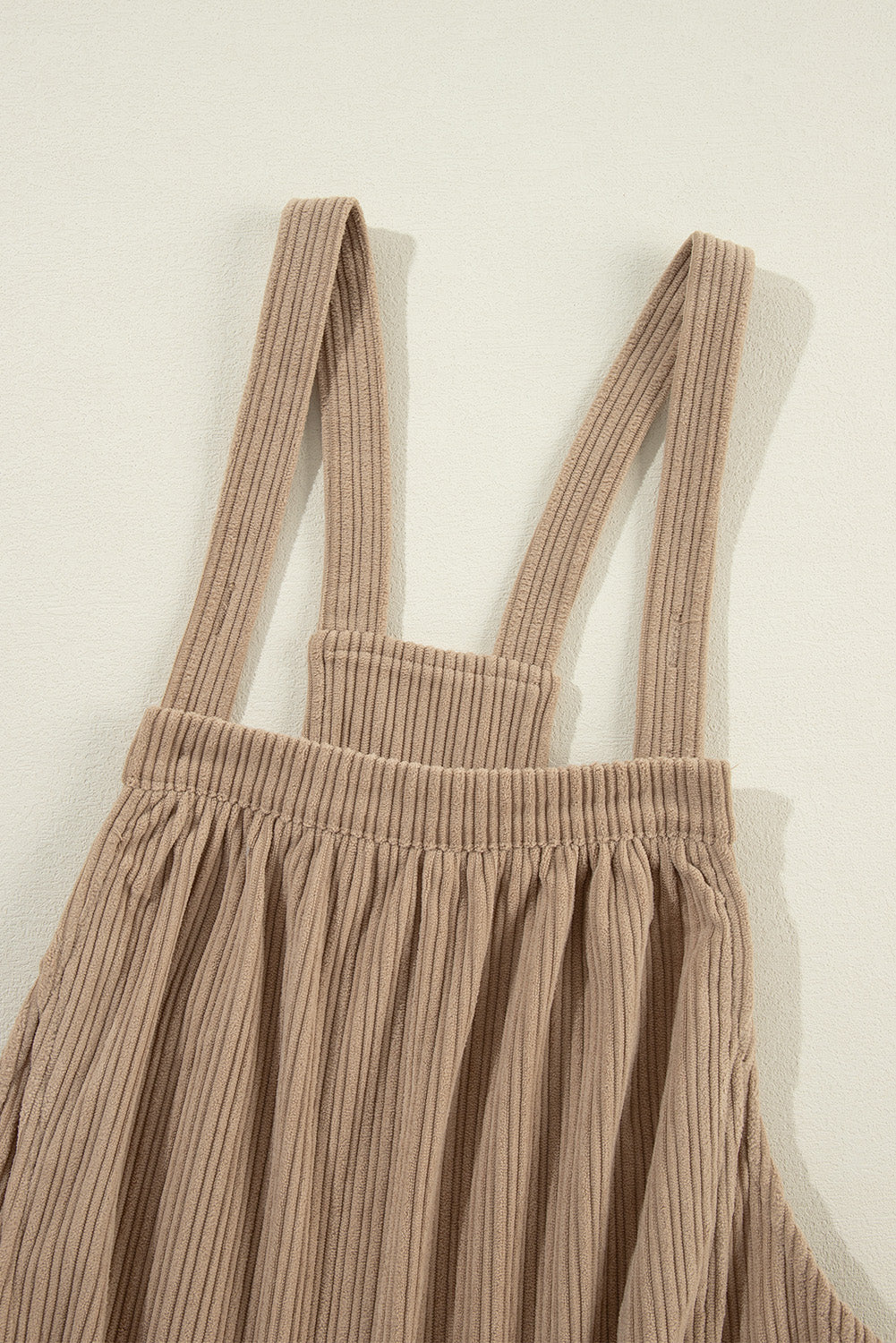 Beige Loose Fit Corduroy Overalls