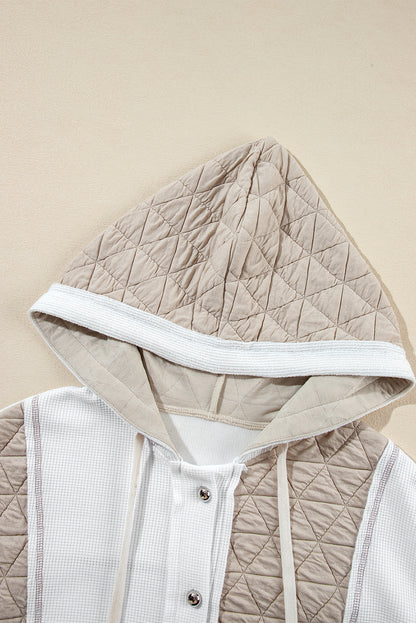 Quilted Textured Patchwork Hooded Jacket