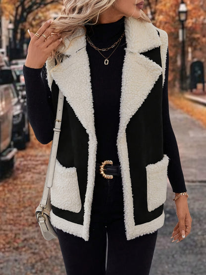 Open Front Sherpa Vest Coat