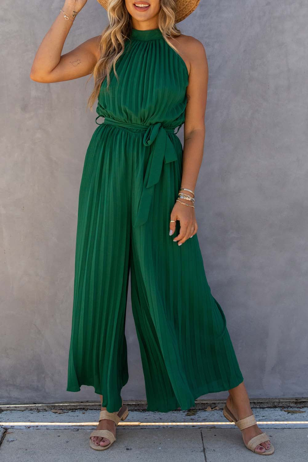 Green Elegant Wide Leg Jumpsuit