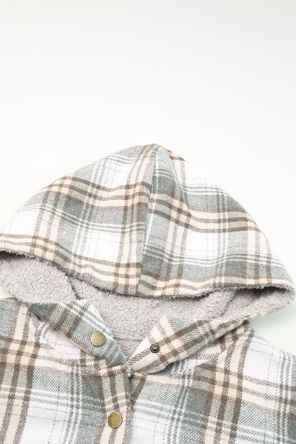 Gray Sherpa Lined Hooded Flannel Jacket