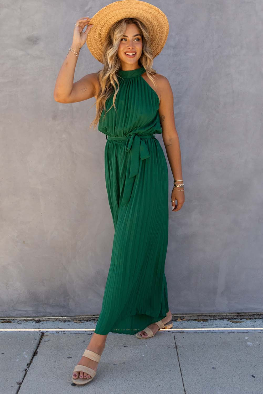 Green Elegant Wide Leg Jumpsuit