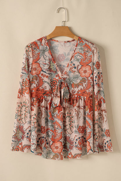 Orange Floral Blouse