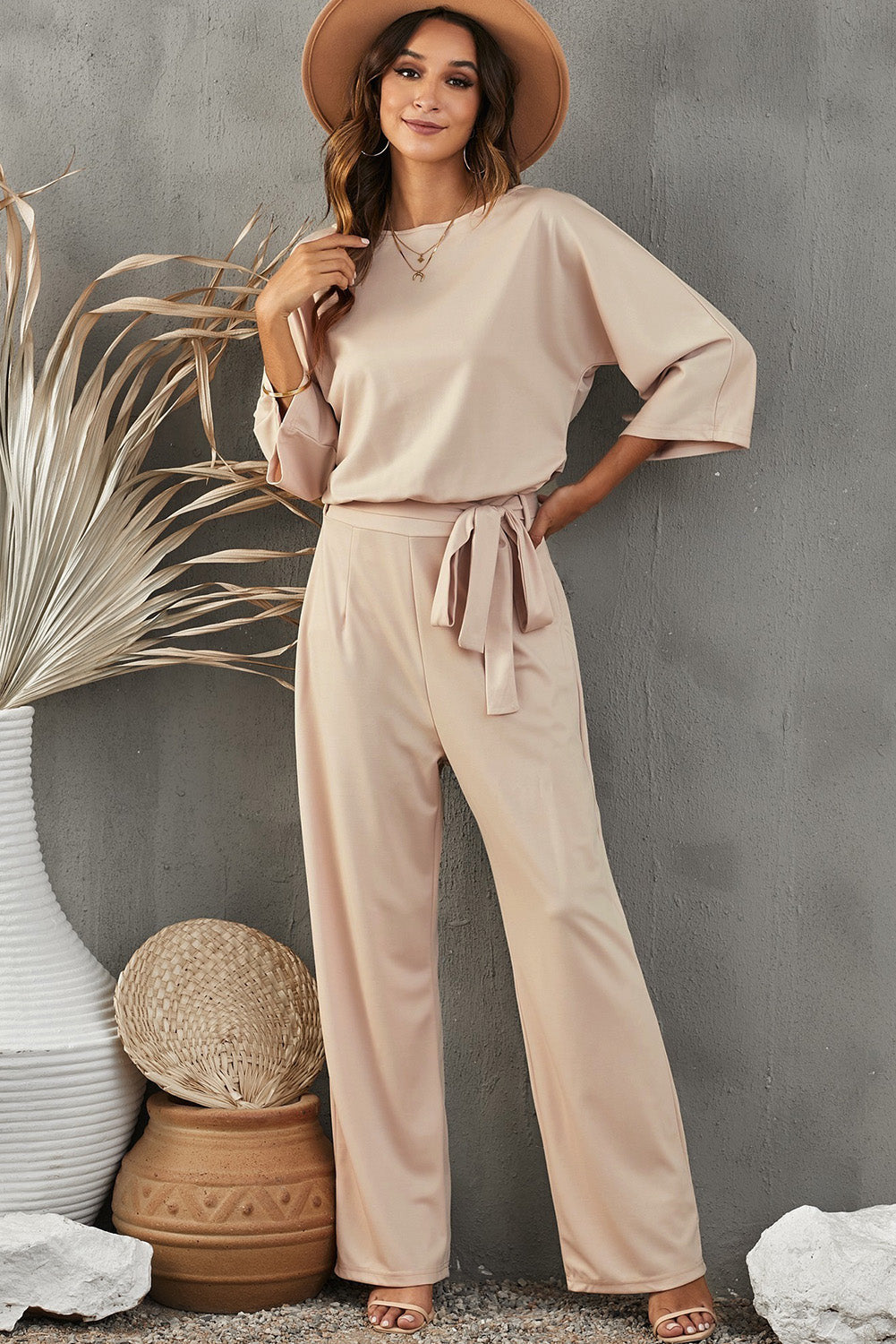 Apricot Wide Leg Jumpsuit