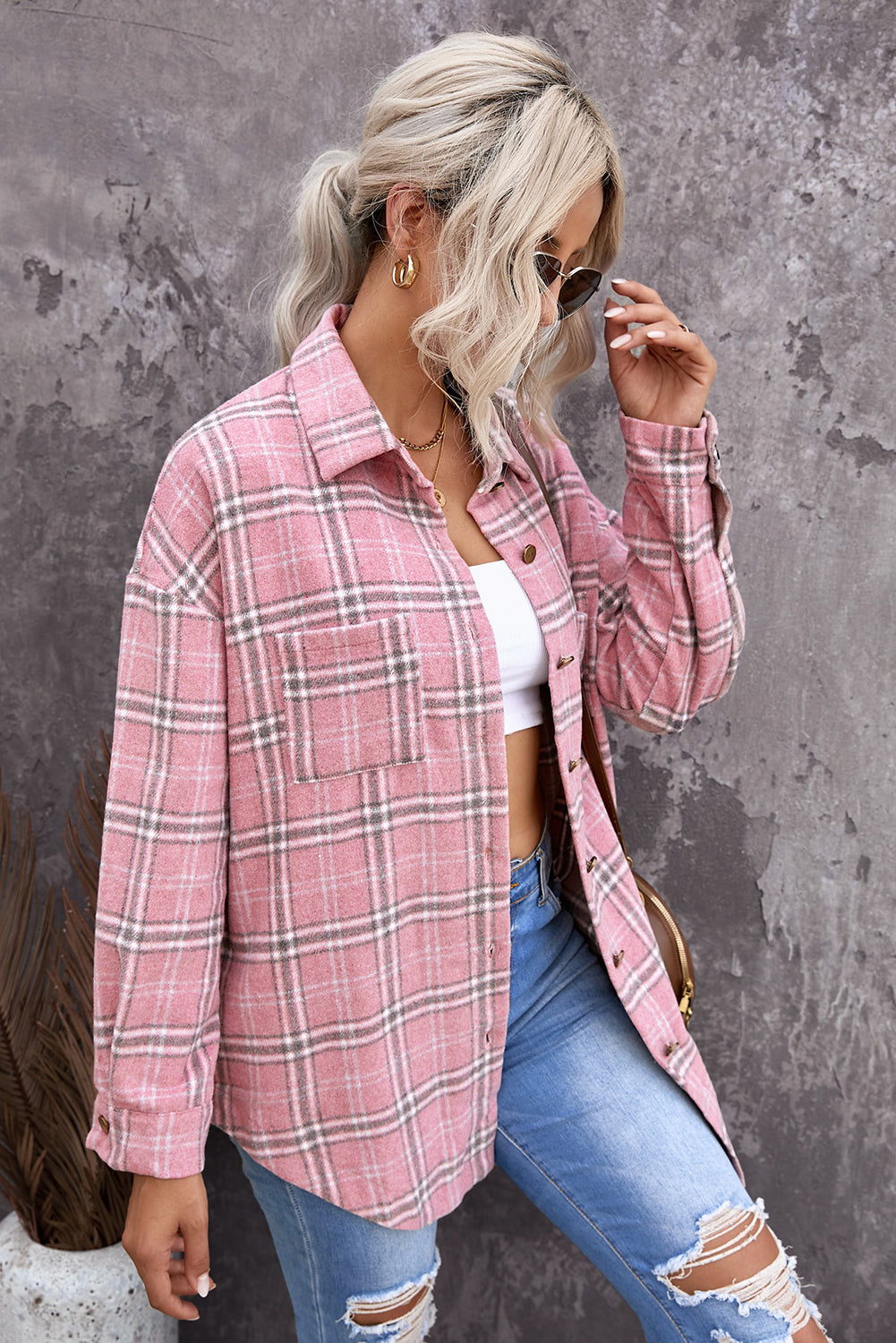 Pink Plaid Casual Shirt