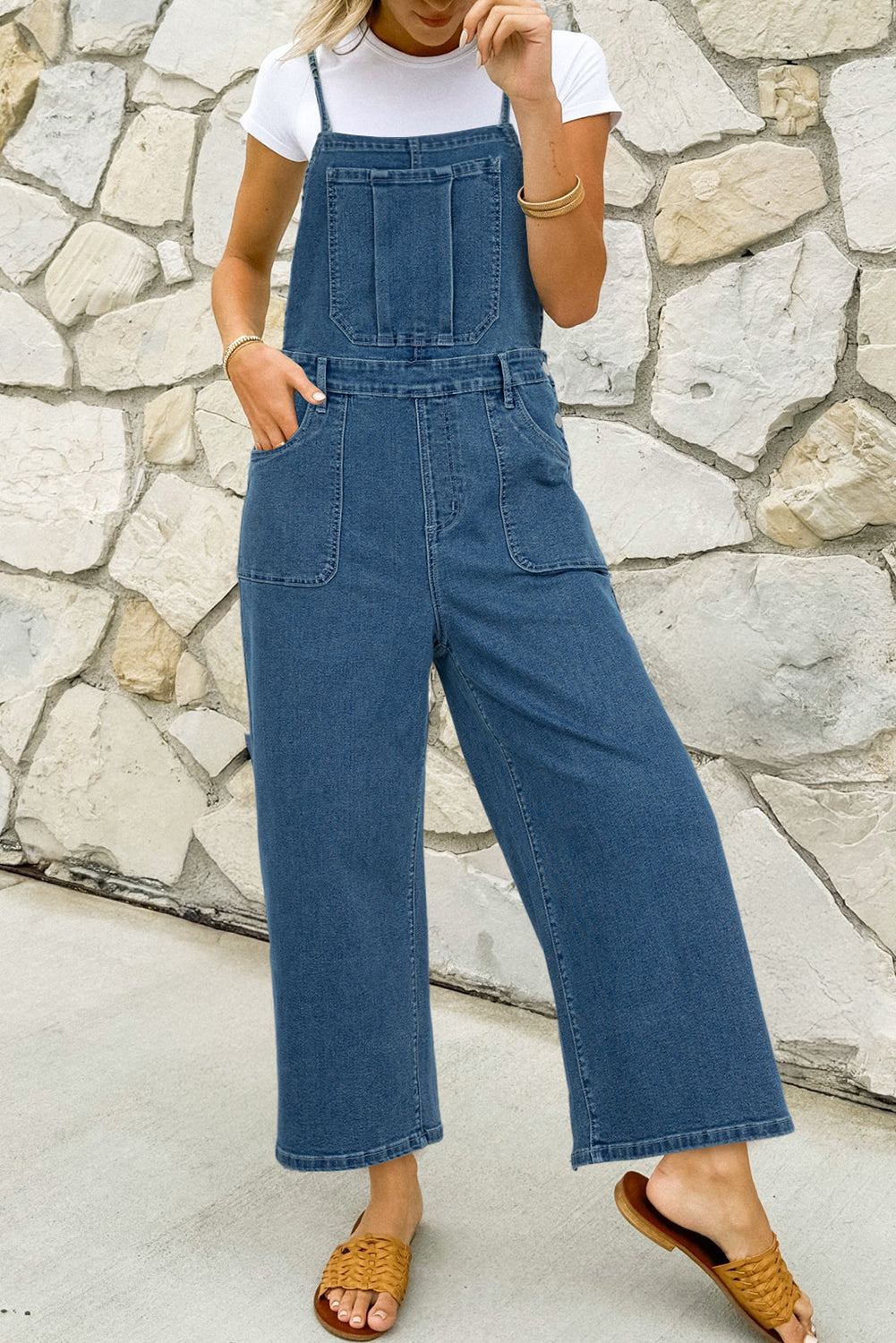 Dusk Blue Casual Denim Overalls