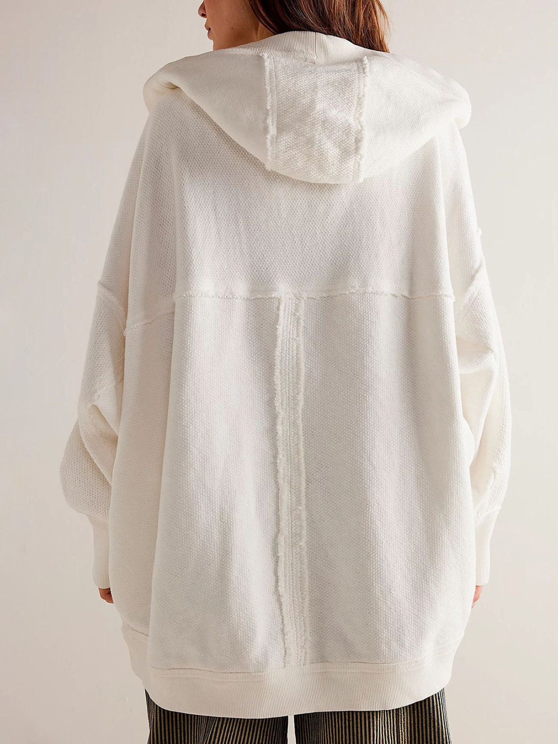 Exposed Seam Hooded Cardigan