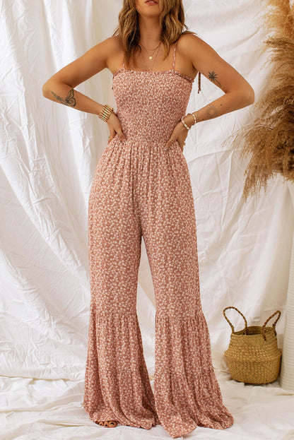 Peach Floral Print Jumpsuit