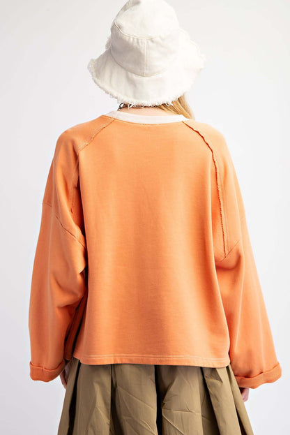 Orange Flower Patched Sweatshirt