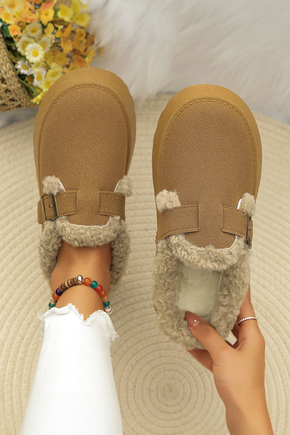 Plush Thick Sole Thermal Slippers