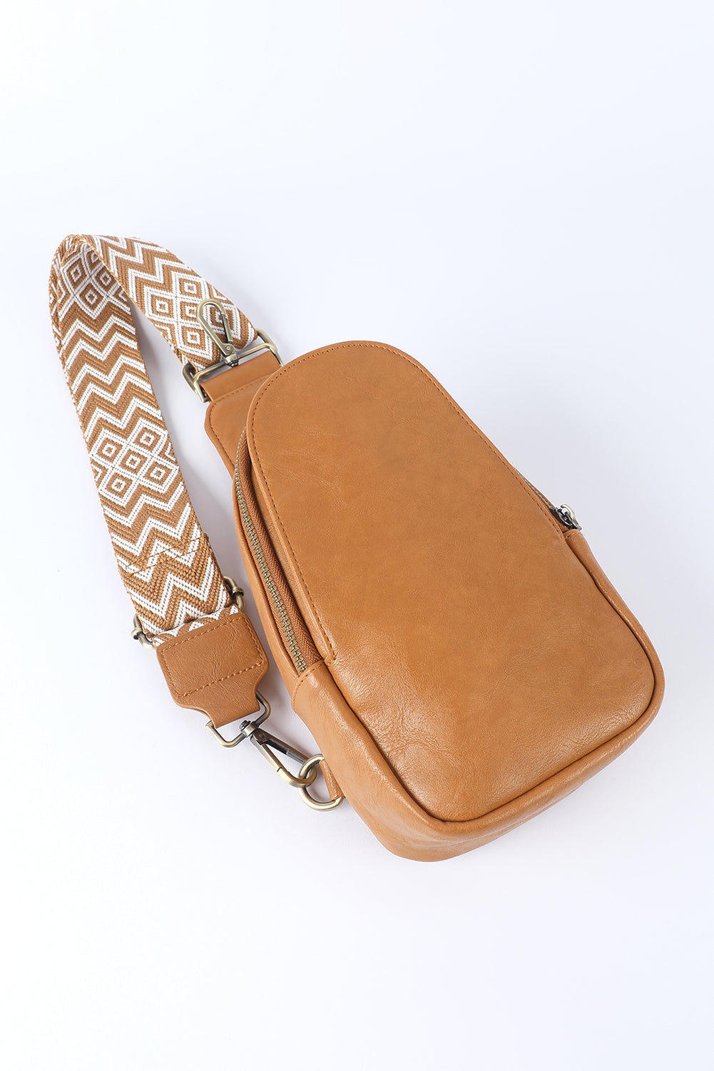 Brown Faux Leather Sling Bag