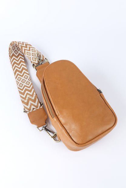 Brown Faux Leather Sling Bag