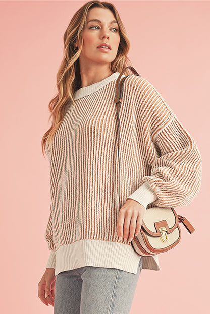 Chestnut Striped Loose Sweater