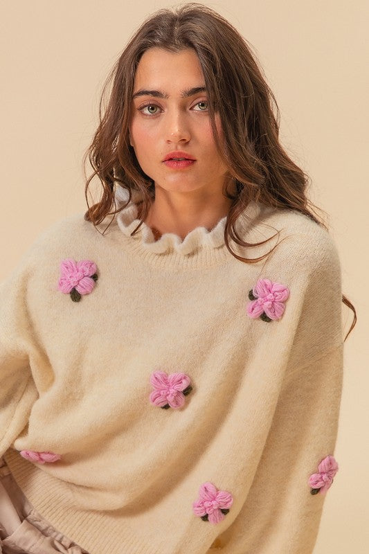 BiBi Ruffled Crochet Sweater