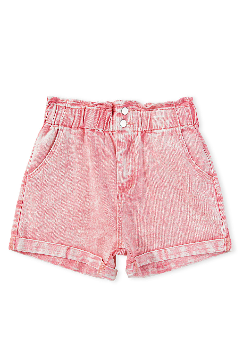 Vintage Washed Frilled High Waist Denim Shorts