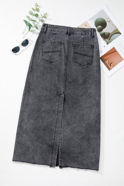 Dark Grey Denim Long Skirt