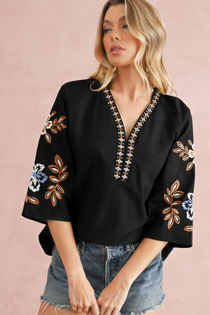 Black Floral Blouse