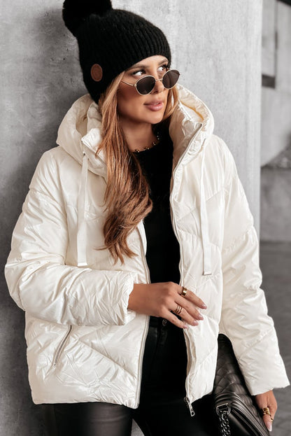 White Quilted Puffer Coat