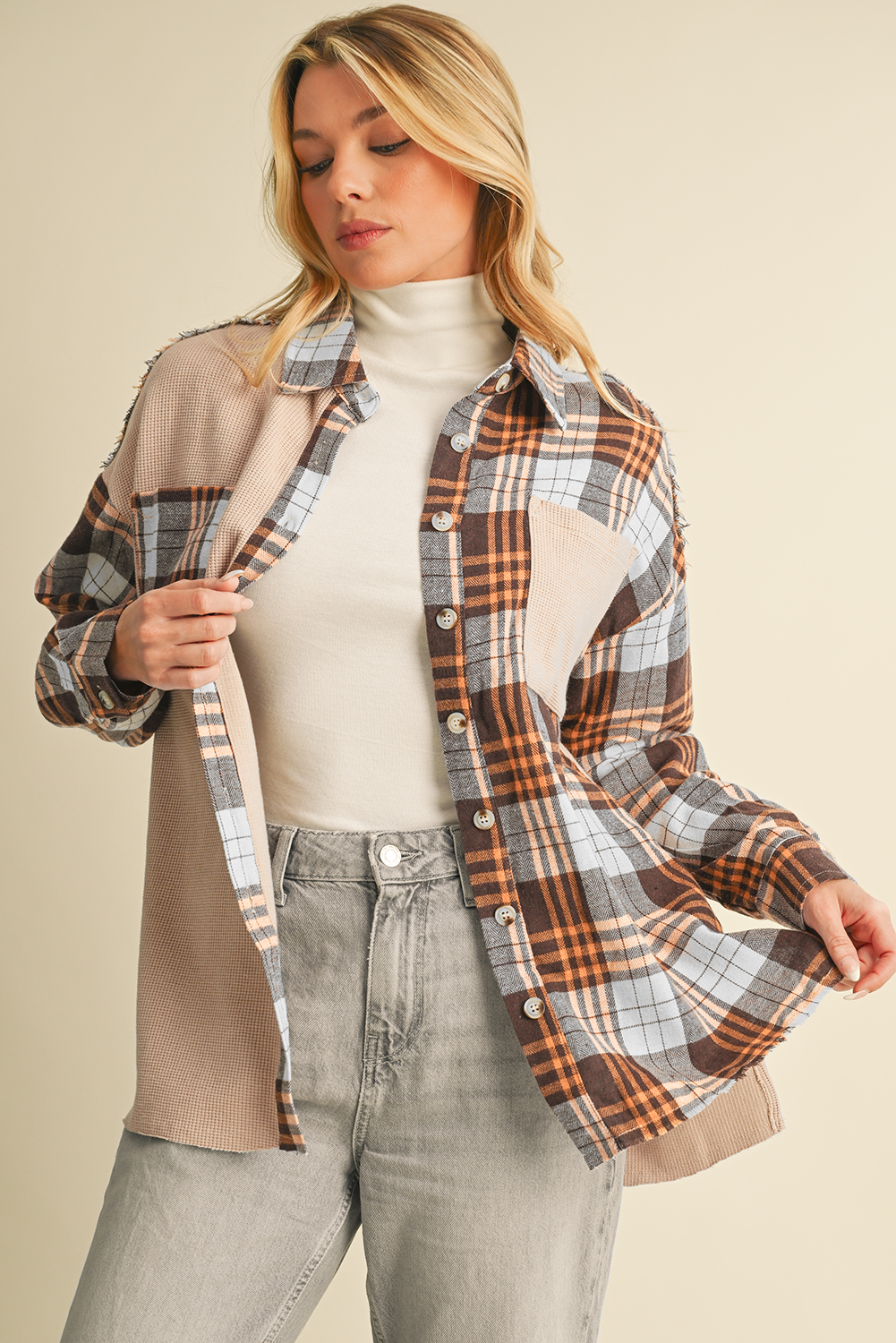 Khaki Plaid Shacket