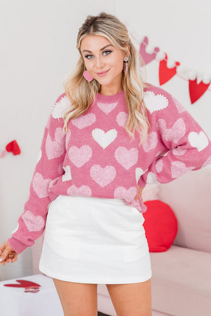 Pearl Heart Valentines Crew Neck Sweater