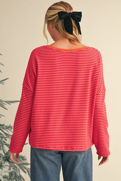 Tomato Red Striped Top