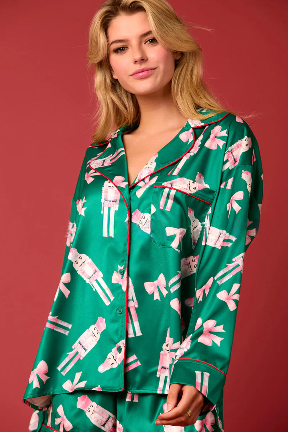 Green Nutcracker Print Pajama Set