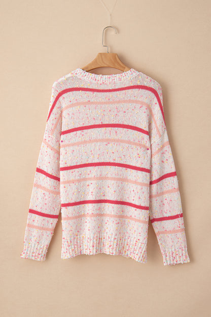 Pink Striped Knit Sweater