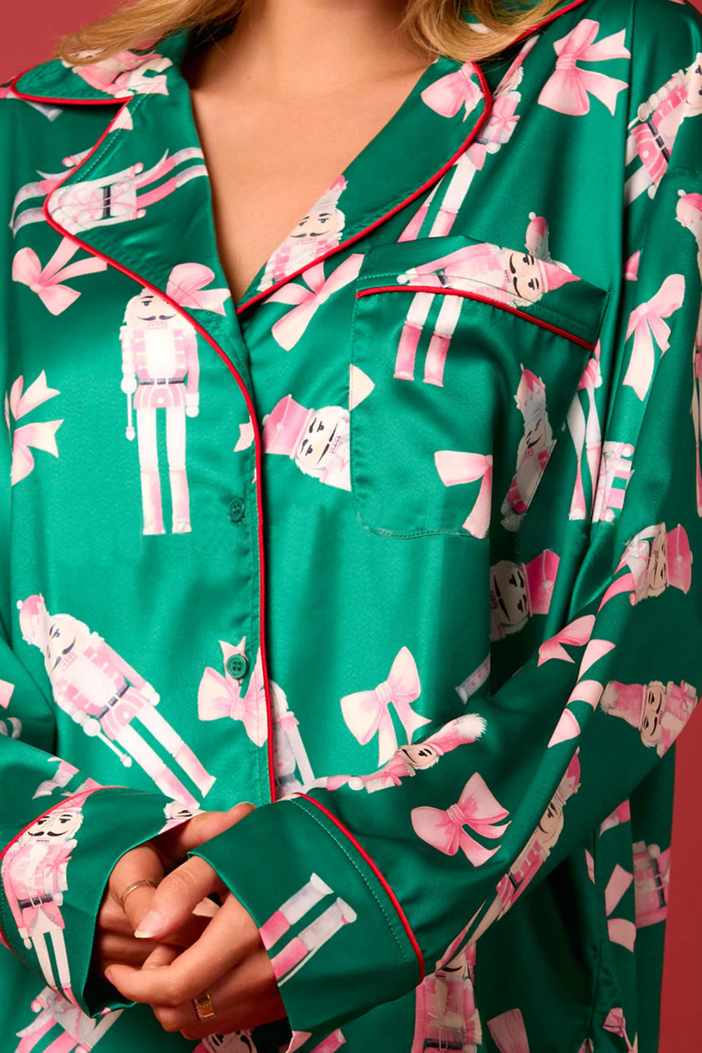 Green Nutcracker Print Pajama Set