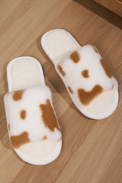 Fuzzy Cow Spots Winter Home Slippers